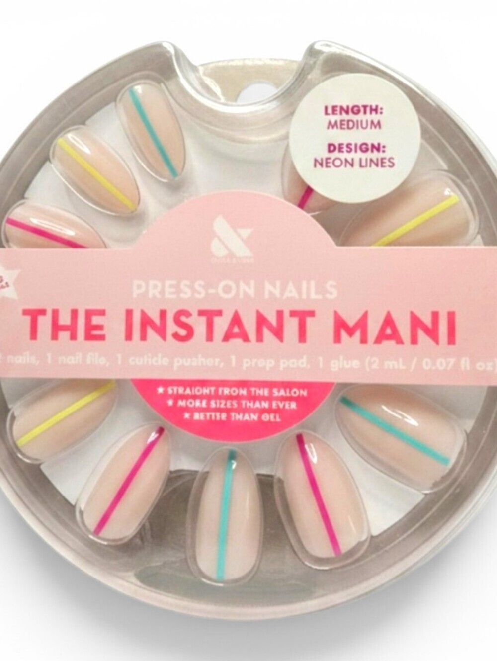 Olive & June The Instant Mani press-on nail set in the Neon Lines design Almond - Picture 4 of 11